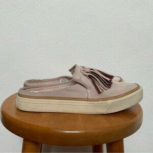 Toms Sunrise Suede Blush Pink Mules Size 8.5 Casual Fringe Top